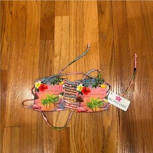 NWT Tropical Print Strapless Bikini Top with Tie Back